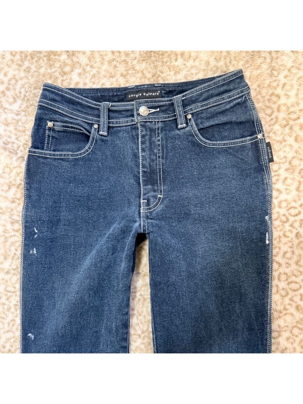 Vintage Sergio Valente Mens Y2K Cyber Tribal Contrast Jeans Dark Wash Size 29 - Picture 2 of 7